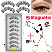 lekofo 4 pairs 5 magnet magnetic false eyelashes handmade mink eye lashes faux cils magnetique 3d natural magnetic lashes wsp