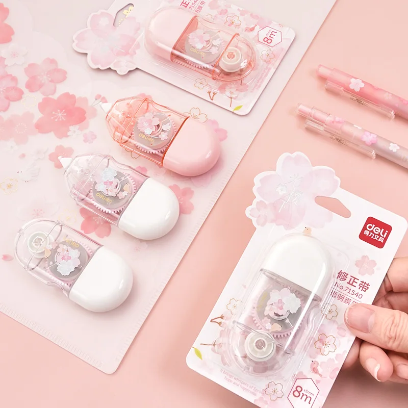 Cute Cherry Blossom 8m Correction Tape Pen Non-Refillable White Out for Students Office Supplies | Канцтовары для офиса и дома