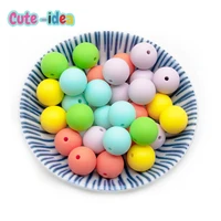 cute idea 12mm silicone round pearl beads 10pcs baby teething goods diy pacifier chains toys accessories food grade teether