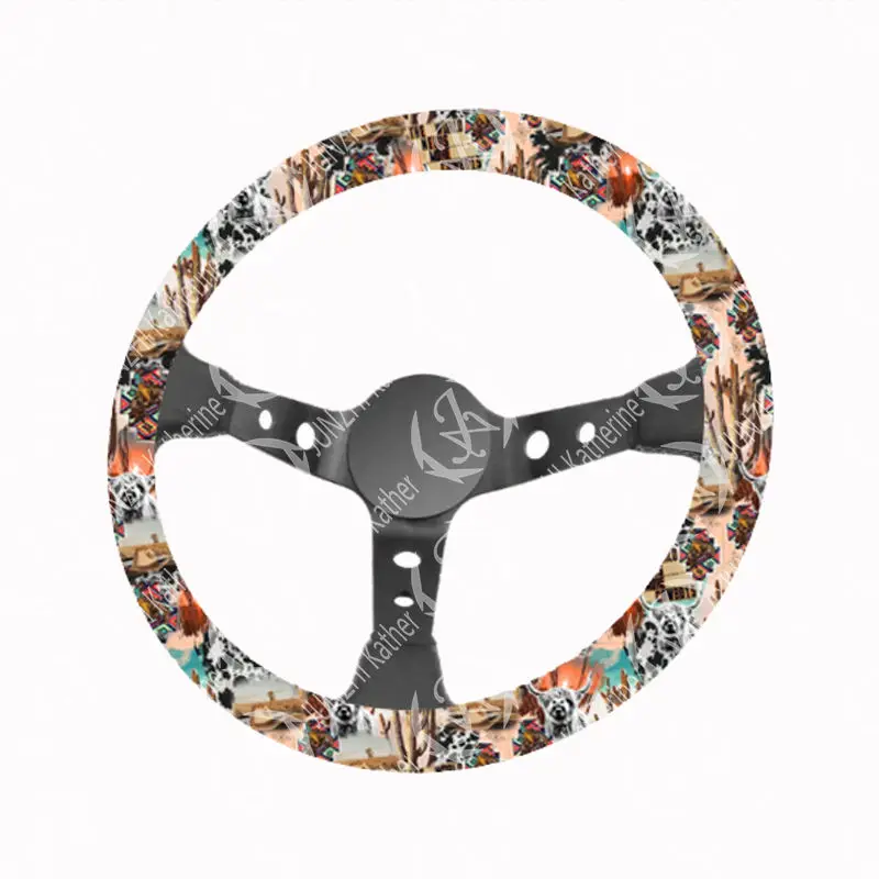 

JUNZHI Customized Pinrt Car Turquoise Steering Wheel Cover