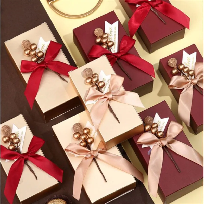 

Wedding Favor Candy Boxes Birthday Party Decoration Gift Boxes Golden Bean Paper Bag Event Party Supplies Packaging Souvenir Box