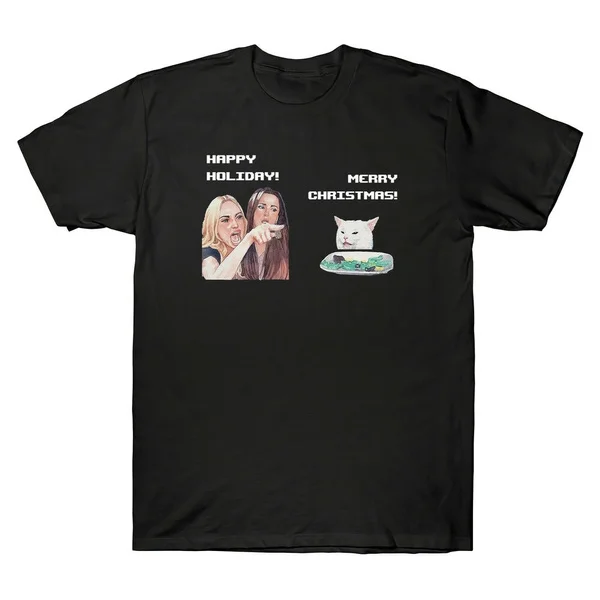 

Woman Yelling At A Cat Happy Holiday Merry Christmas Gift Vintage Men's T-Shirt