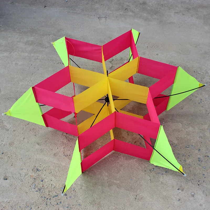 100m3D цветной шестигранный сливовый воздушный змей в форме цветка FRP Однолинейный