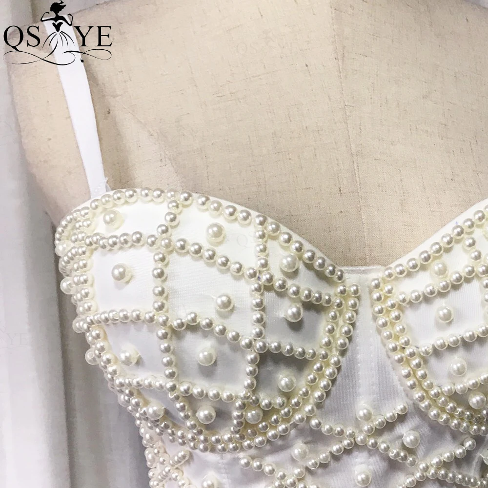 

QSYYE Blue Prom Dresses Two Pieces Formal Gowns Beige Pearls Beaded Evening Dress Blue Satin Party Gowns Pleated