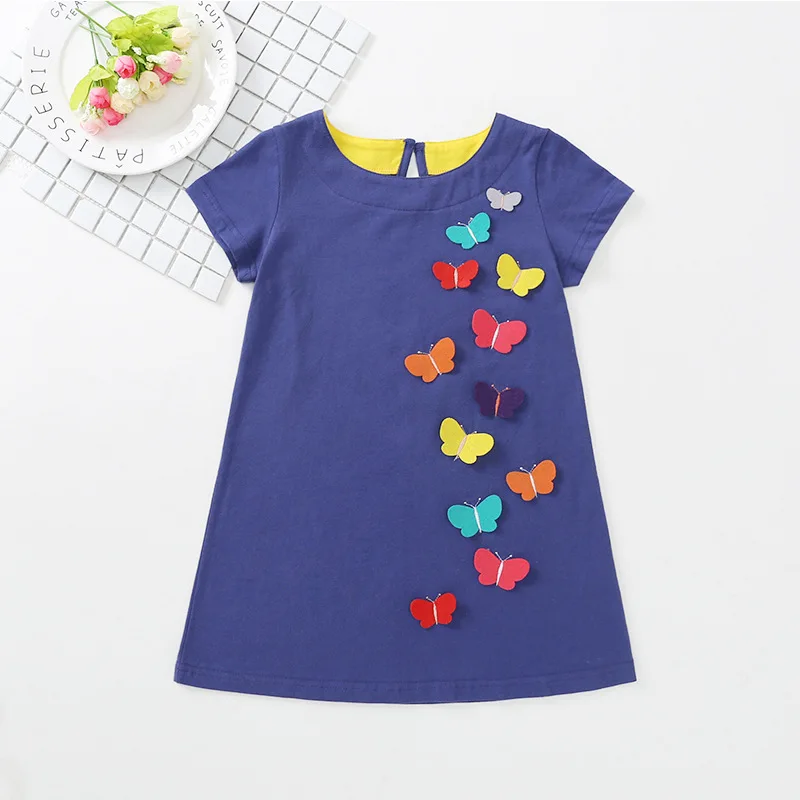Летнее платье для девочек 2020 летнее милое хлопковое платье-трапеция с круглым