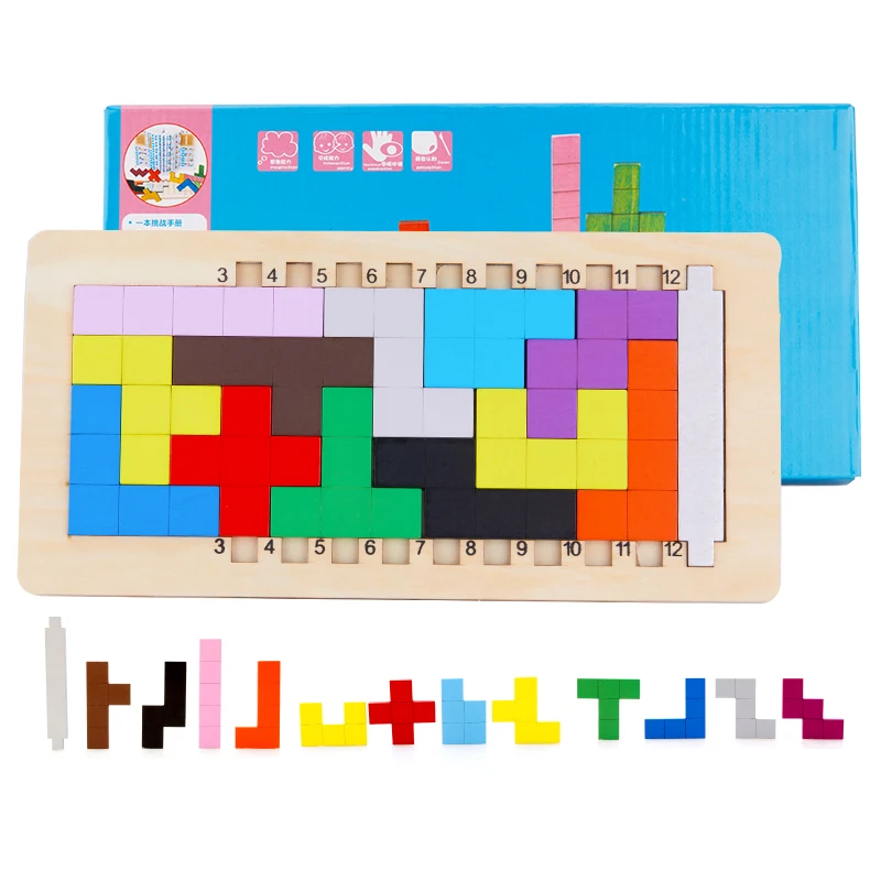 Tetris деревянные мышления игры кубик 3D головоломки Детские Образовательные