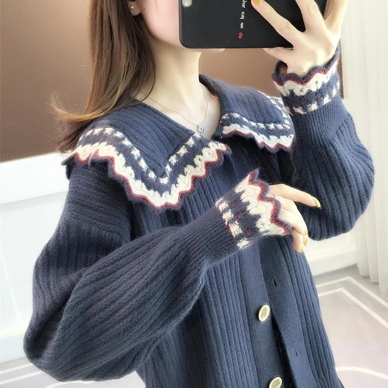 

Женский трикотажный кардиган, повседневный однобортный Свободный кардиган в Корейском стиле, мягкая трикотажная одежда, осень-зима Y19