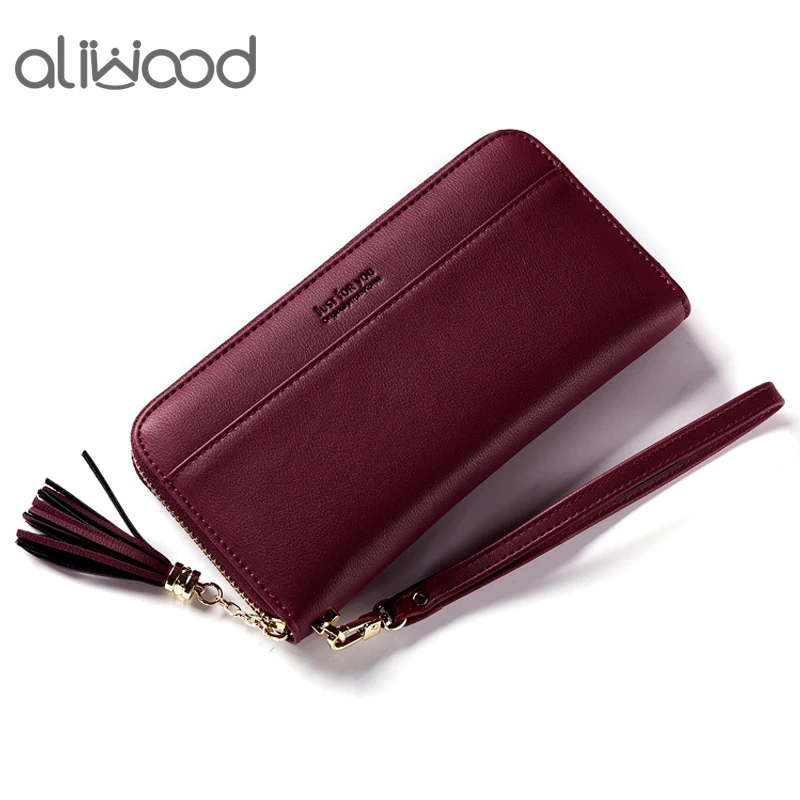 aliwood Tassel Women Wallets Long Zipper Wallet Wristband Clutch Large Capacity Brands Fringed Wallet Female Purse Card holder