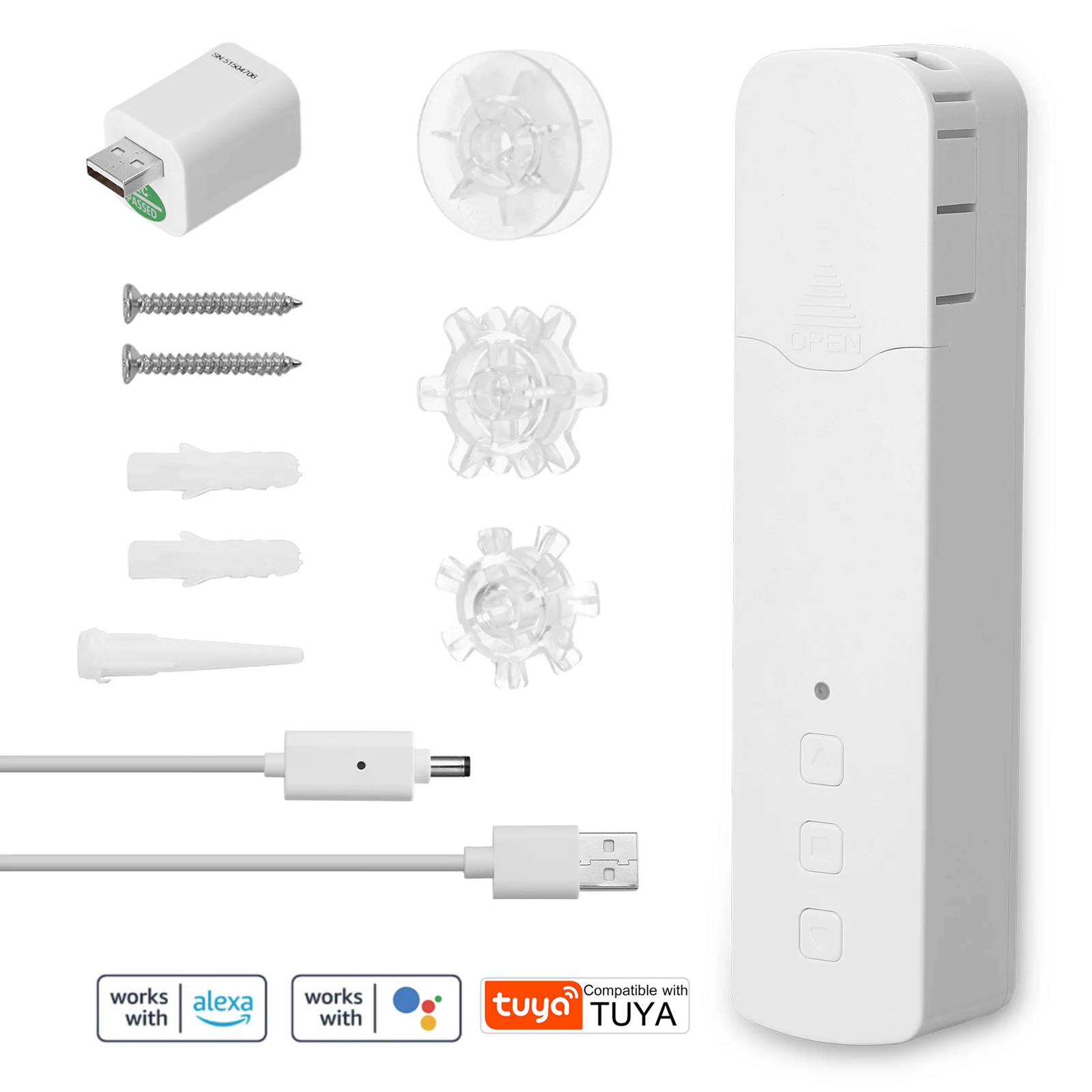

Tuya WIFI M515EGB Intelligent Pull Bead Curtain Motor Intelligent Home Hotel Electric Curtain Motors with USB WiFi Receiver