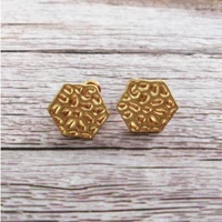 hammered geometric metallic button studs earrings for women hexagon button studs earrings