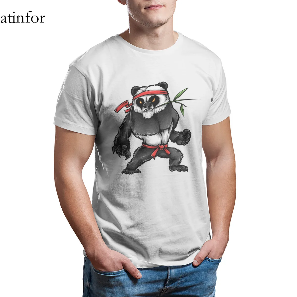 Кунг фу Животное зоопарк Отличная модная футболка с принтом игры пары в стиле