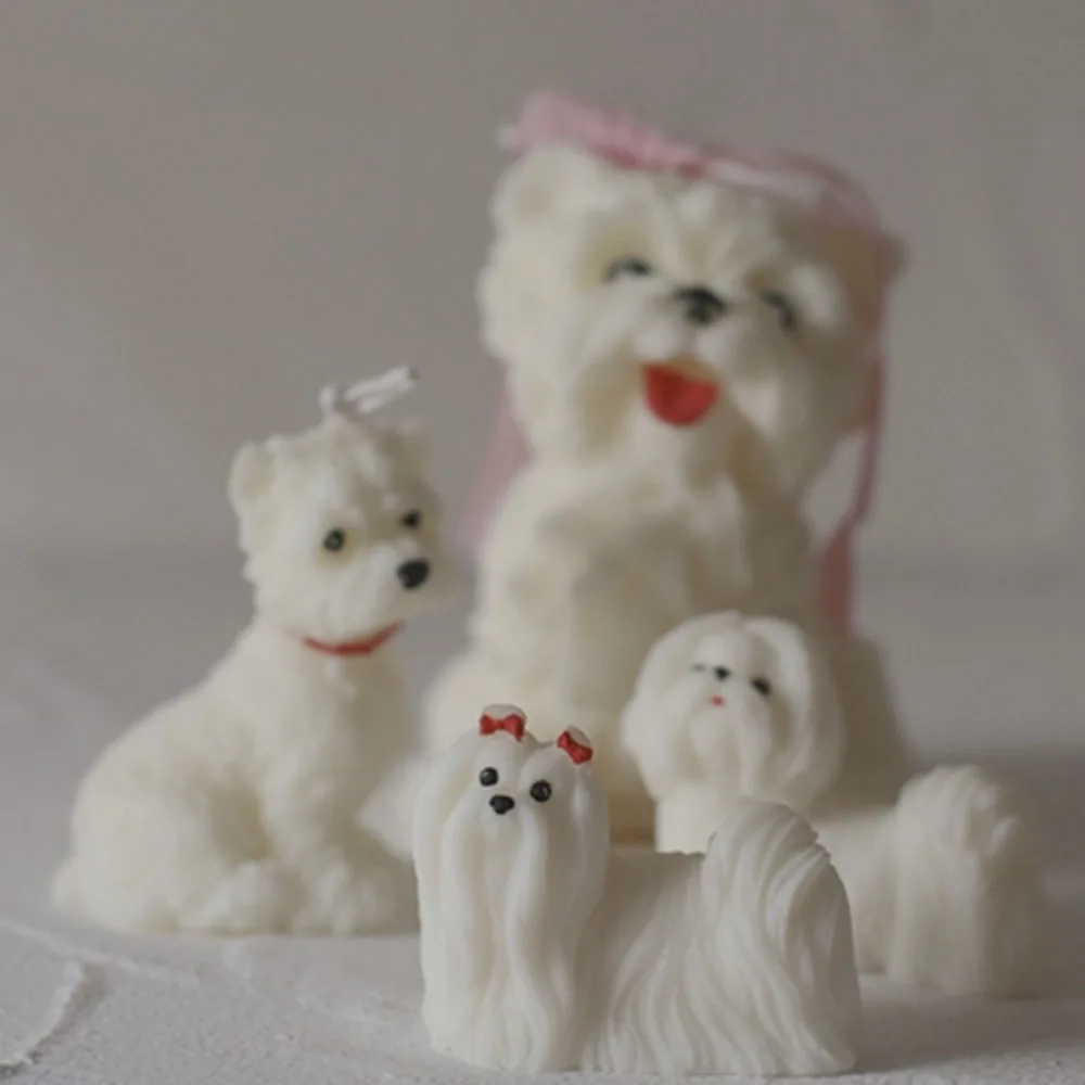 3D фотосвеча силиконовая форма для мальтийских собак Shih Tzu собака Померанская