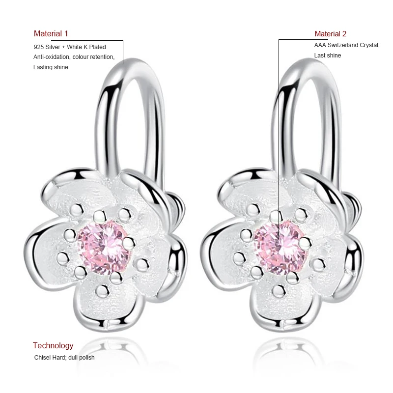 Простые Модные серьги из стерлингового серебра 925 пробы с вишневым цветком