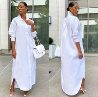 casual women shirt dress solid color streetwear turn down collar with bottom winter dresses for women vestidos