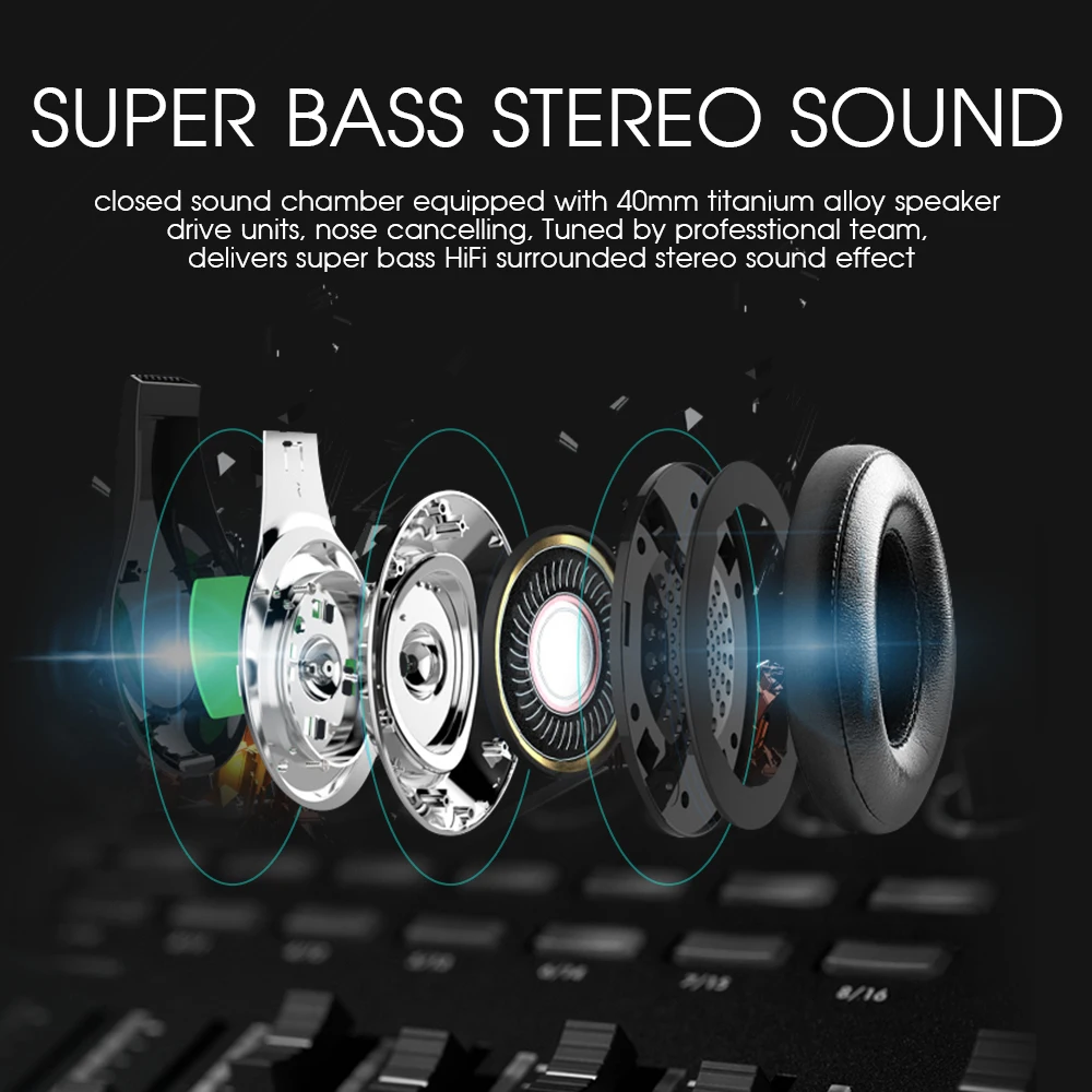 ZEALOT B19 Bluetooth наушники беспроводная гарнитура Накладные FM радио Micro SD карта MP3 с