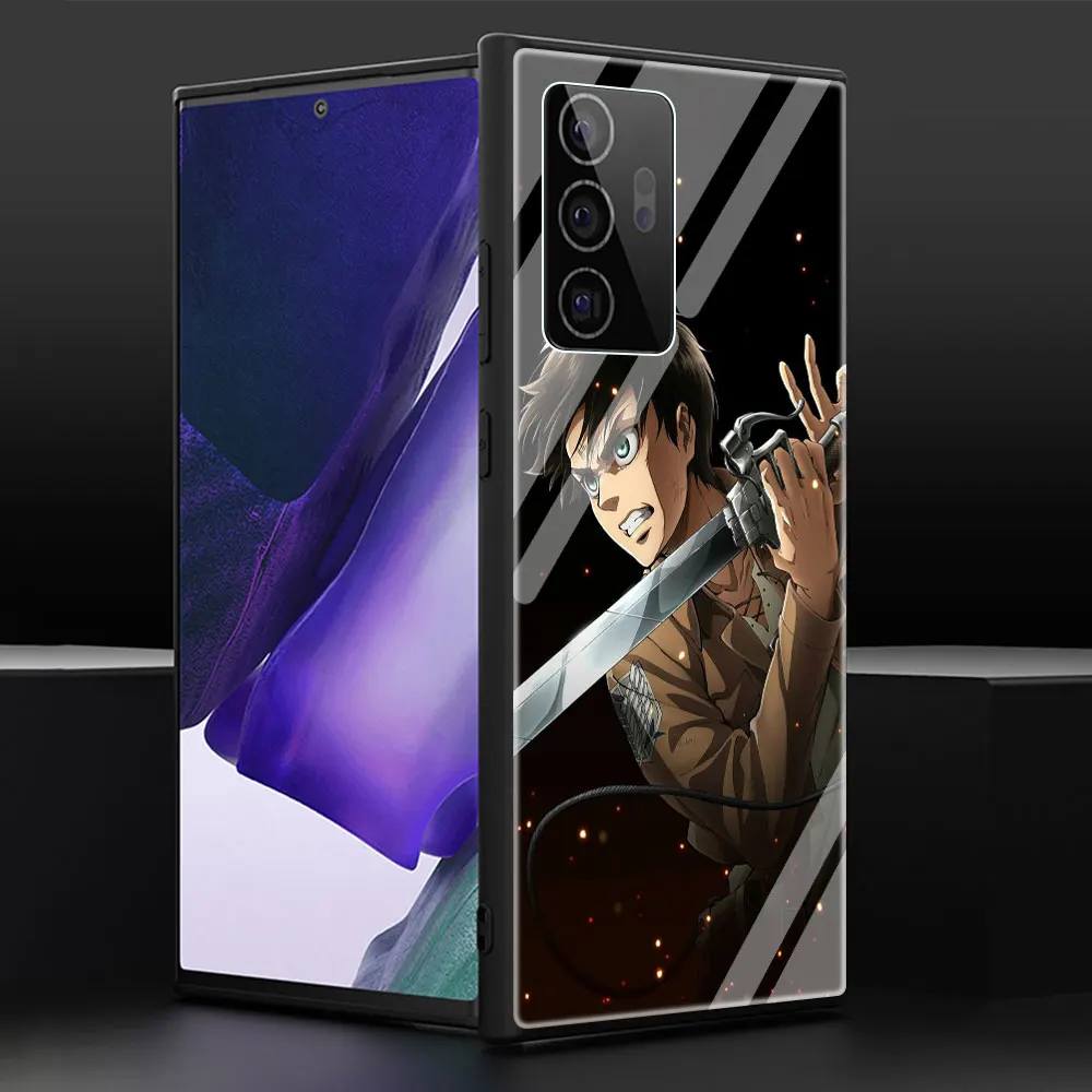 

Titans Attack Anime Soft Edge Phone Case Cover for Samsung Note 20 Ultra 10 Lite 10 9 8 Plus 5G Luxury Tempered Glass Shell