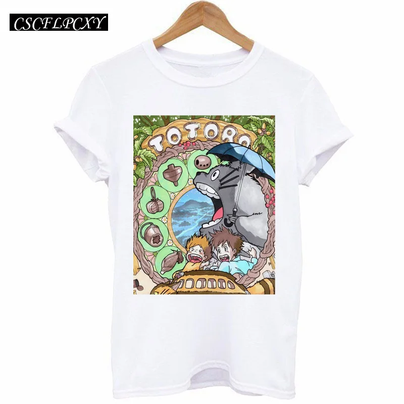 Мода 2017 тонкая футболка женская летняя с принтом сосед Тоторо одежда больших