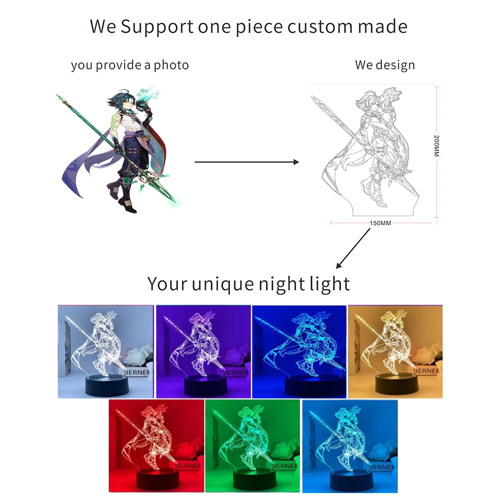 Индивидуальный 3D ночной Светильник из японского аниме сделай сам ночная лампа