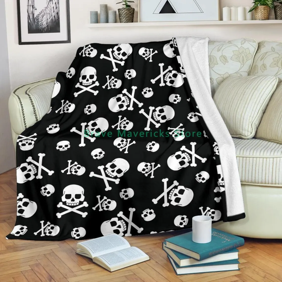 

Black & White Skull Blanket 3D Printed Blanket Flannel Blanket Throw Blanket Soft Sofa Blanket
