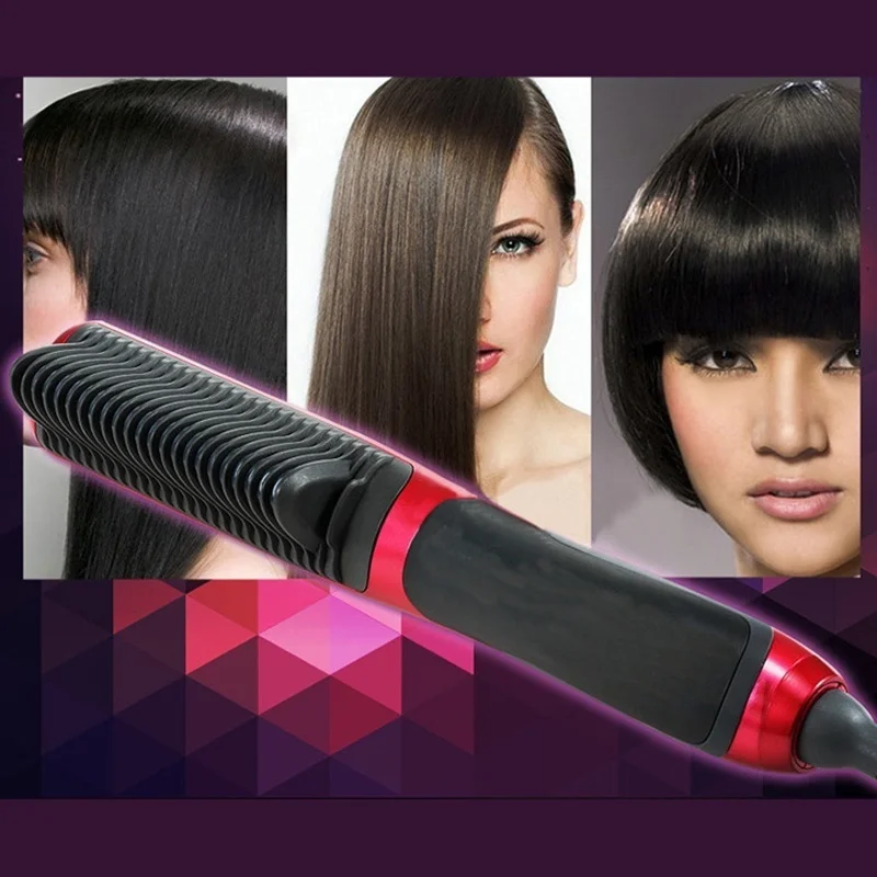 

(US-EU-UK-AU Plug) Portable Ceramic Steam Curler/Straightener Hair Flat Straightening Iron 4 PLug