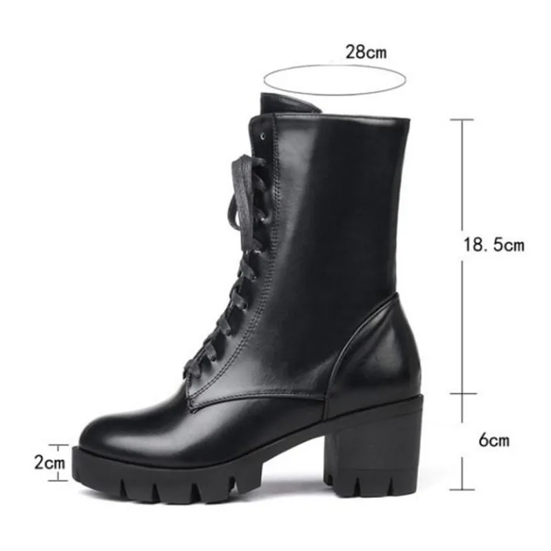 Женские байкерские ботинки Taoffen теплые на меху с закругленным носком платформе