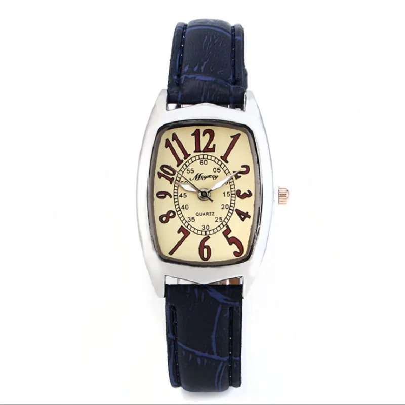 

Women Tonneau Dial Digital PU Leather Strap Buckle Vintage Ladies Fashion Analog Clock Electronic Quartz Wrist Watch