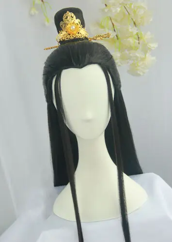 Китайский древний Hanfu на заказ парик из целых волос для мужчин Косплей|Шлемы| |