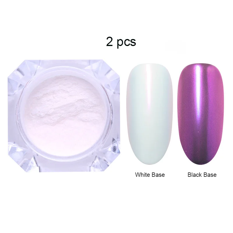 2pcs-Set 3 Яркие Блестки для ногтей порошок пыль хром пигмент пыль ослепительный салон микро Голографический лазерный порошок для DIY украшения для ногтей - Цвет: 2pcs-Set 3