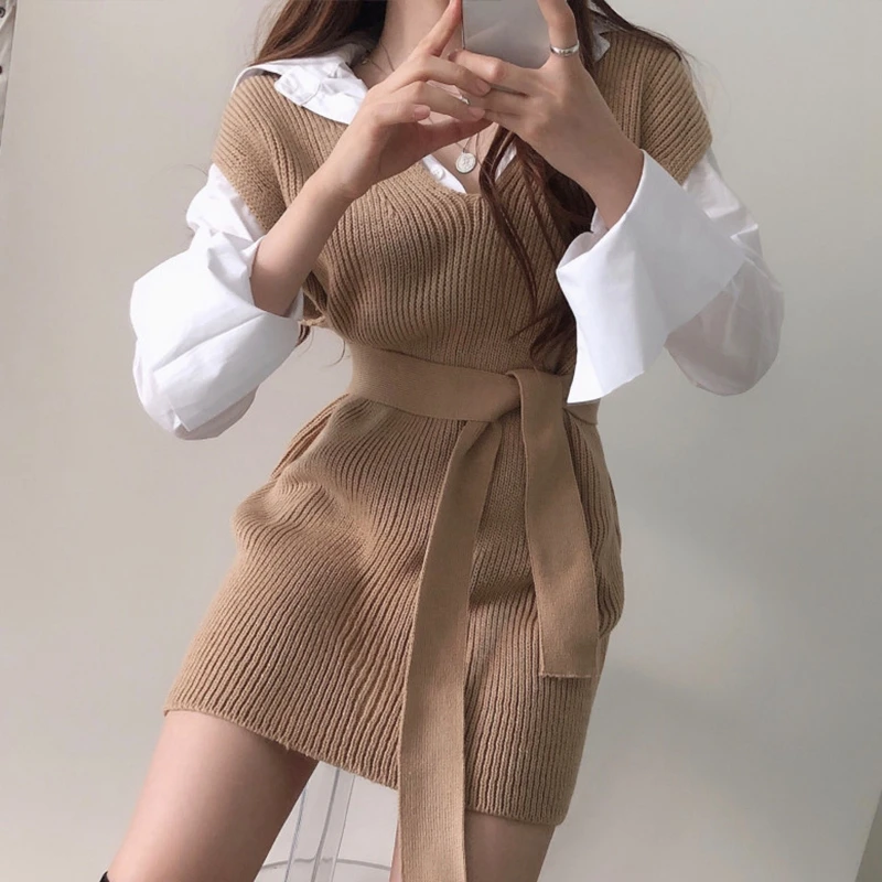 RealShe вязаный женский жилет с v образным вырезом без рукавов однотонный длинный