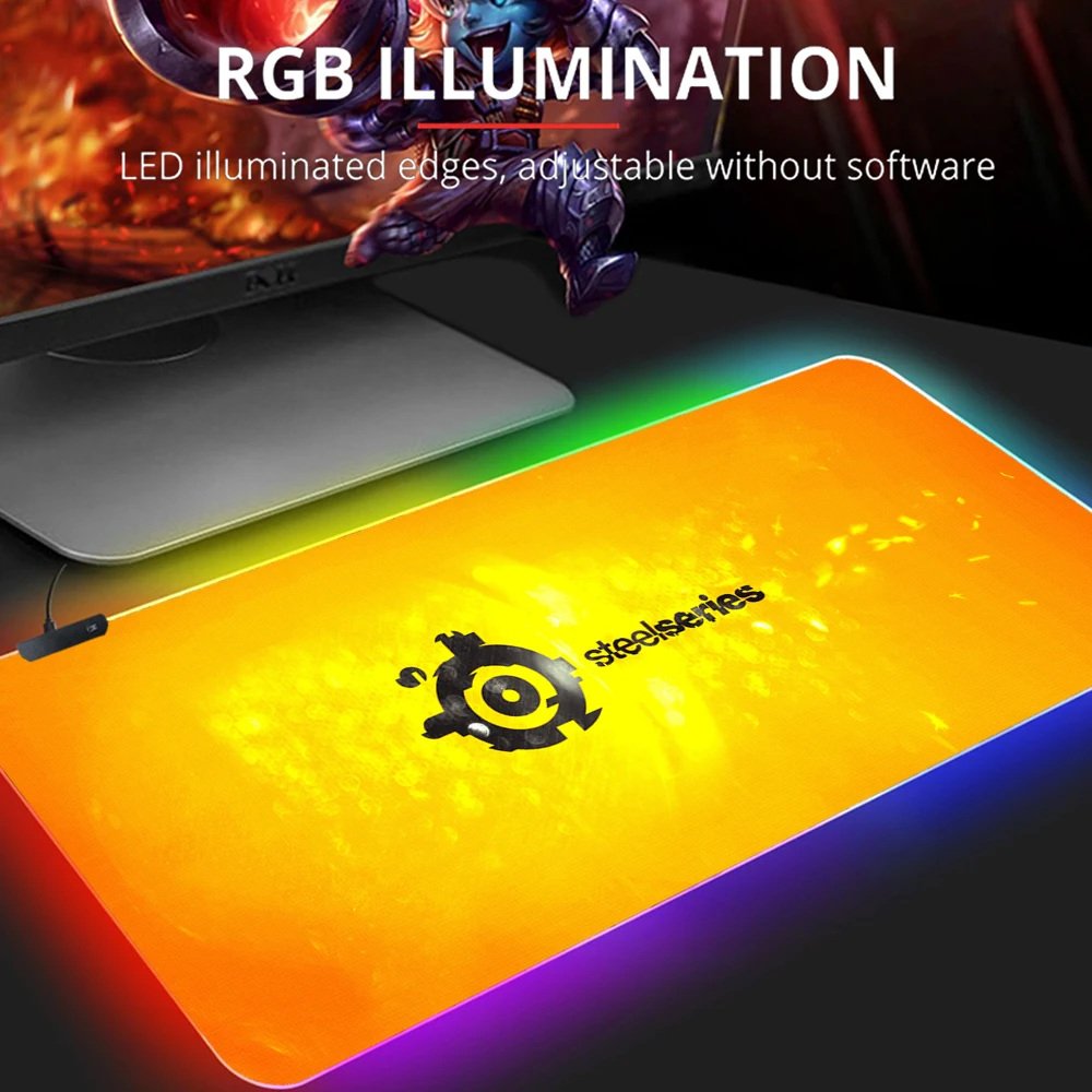 

Игровой коврик для мыши Steelseries, аксессуары RGB для геймеров, компьютерный коврик для мыши с RGB подсветкой, большой светодиодный Настольный ков...