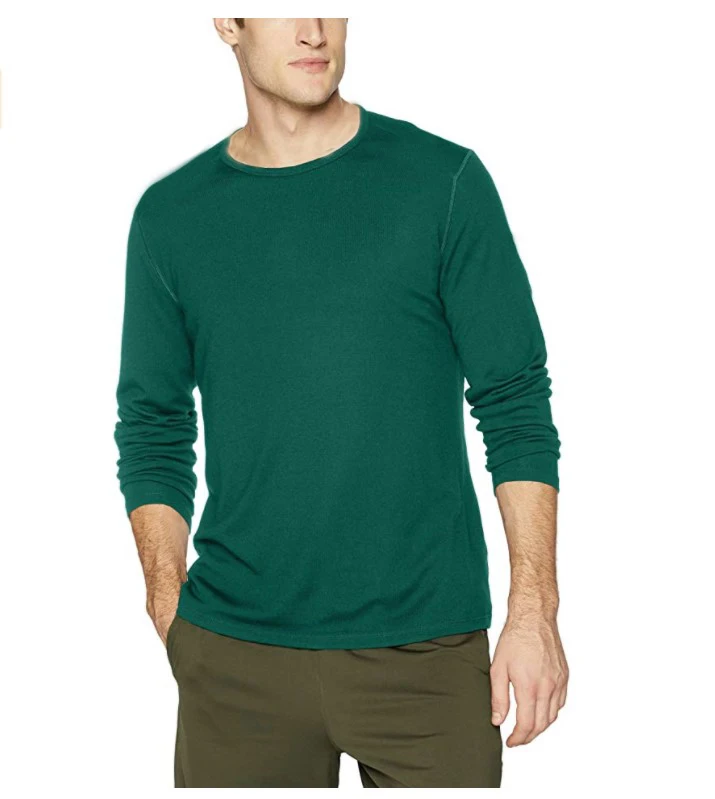 

2021 Mens Shirt Long Sleeve Men's Base Layer Wool Shirt Breathable Size S-XXL