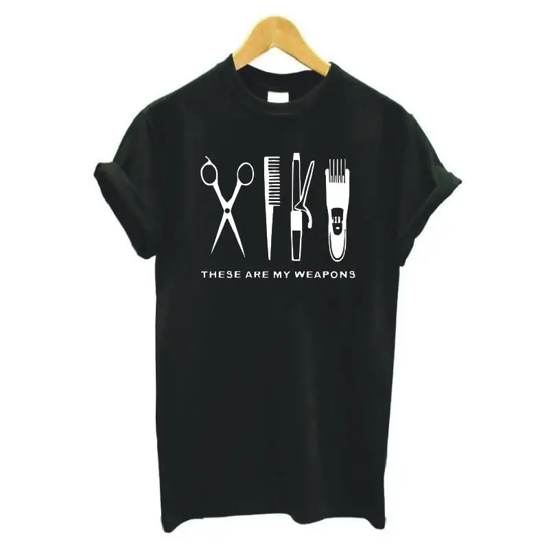 Women Tshirt Hipster Hairdresser Weapon Print Shirt Tee Femme Short Sleeve Scissors Funny Harajuku T Tops | Женская одежда