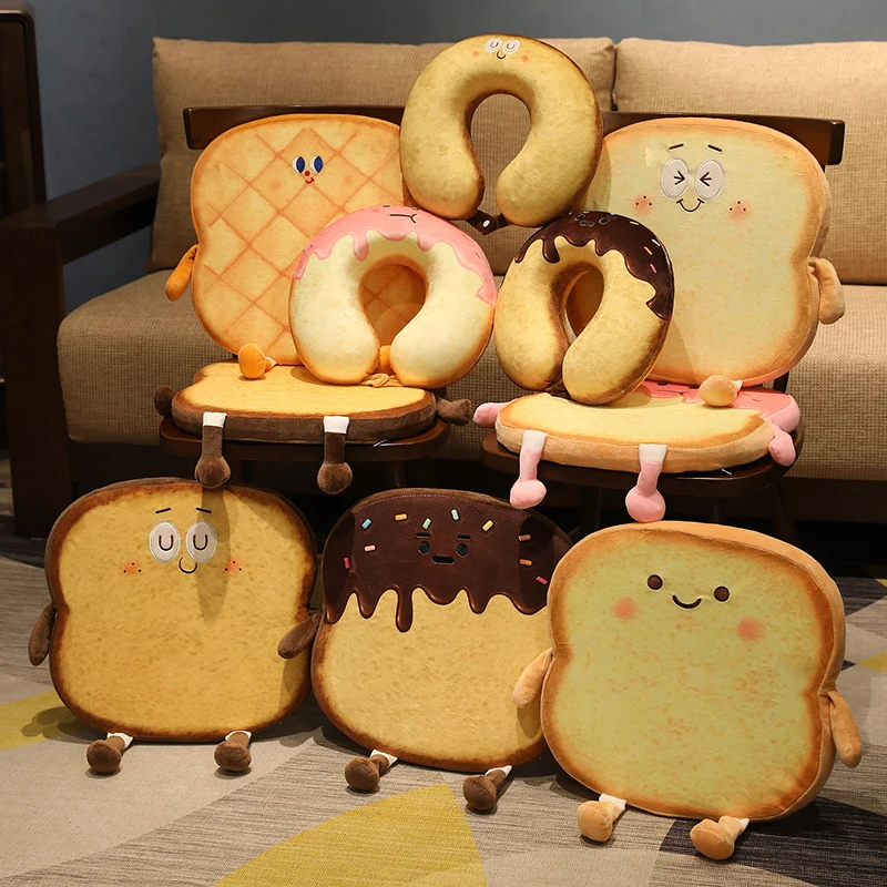 

Creative Toast Sliced Bread Toy Cute Smile Figured Bread Food Pillow with Legs Arms Gift