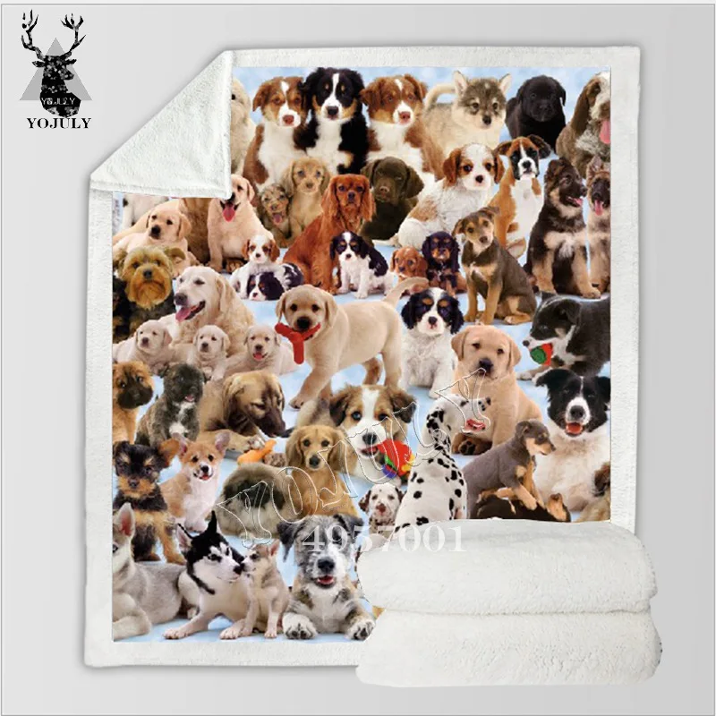 3D Pet Dog коллекция шерпа одеяло 3d принт животных Мопс плюшевое бульдог Хаски добер