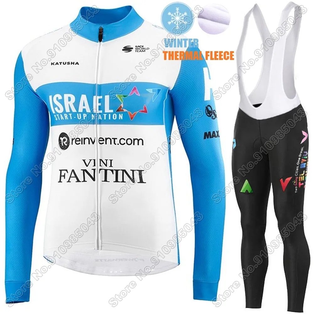 

Suit ISRAEL START UP NATION Cycling Jersey 2021 Set Winter Thermal Fleece Long Sleeve MTB Cycling Pants Maillot Culotte