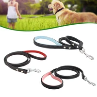 1 2m pu leather dog leash durable outdoor walking training lead belt for small medium dogs cat harness collar leash strap rope