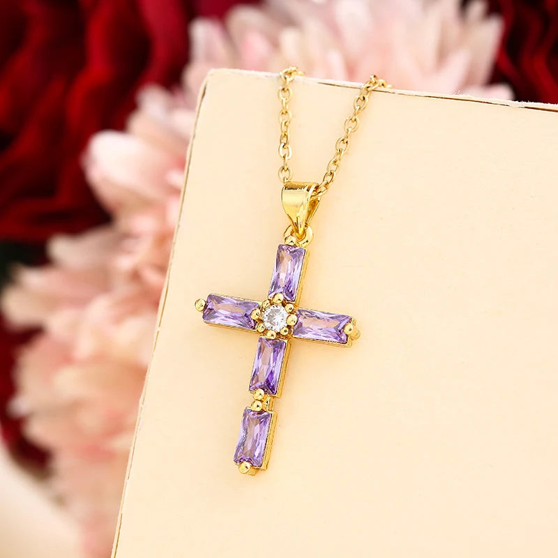 Женское ожерелье с подвеской-крестом из нержавеющей стали |