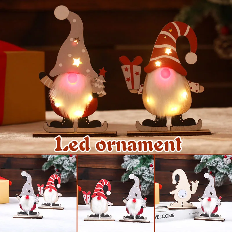 

Lighting Gnome Christmas Ornament 2d Cartoon Led Night Light Seasonal Dwarf Wooden Signs Home Decor Gift For Kids Декор Комнаты