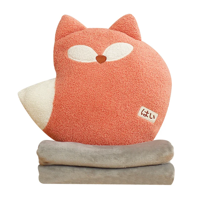 

New 2 In 1 Pillow Blanket Cute Whale/cat/sheep/fox Animal Plush PP Cotton Cushion Air Conditioning Sofa Blanket Winter Warm