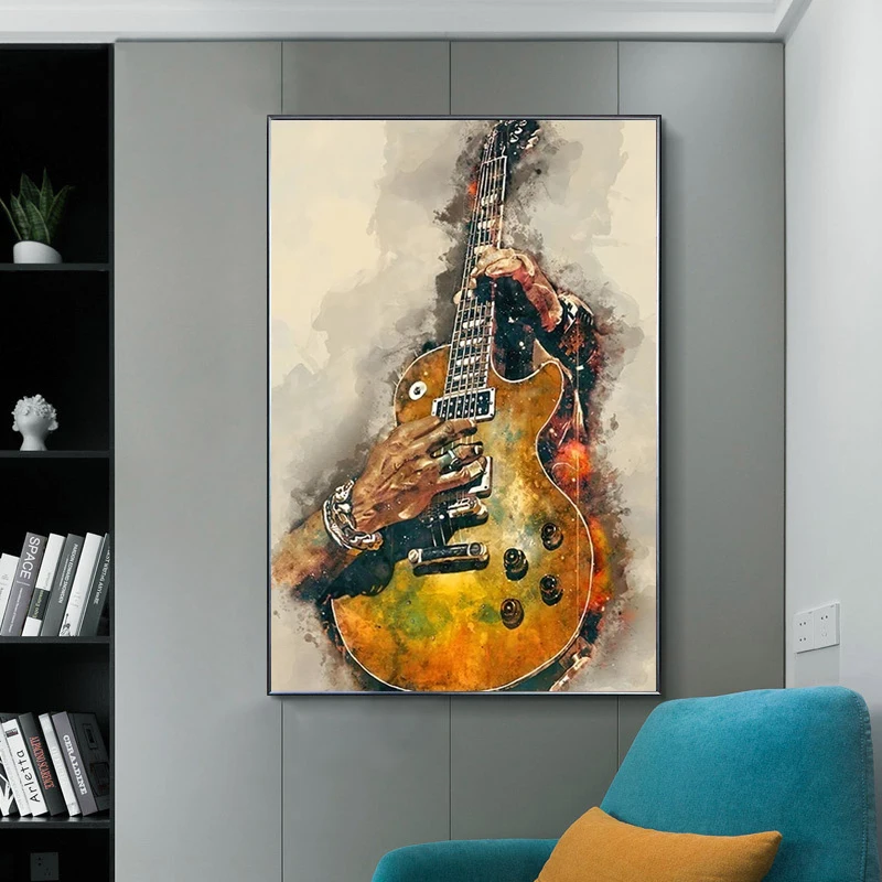 abstrakte elektrische gitarre leinwand malerei moderne poster und drucke quadros wand kunst bild für wohnzimmer dekoration cuadros free global sh