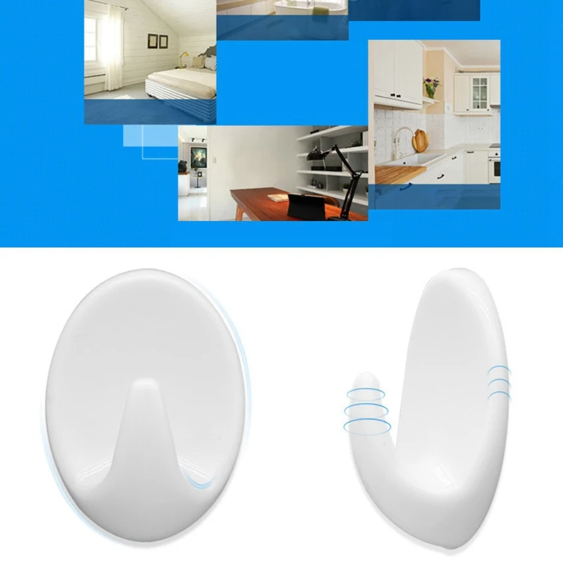 

6Pcs/set White Hooks Self Adhesive Home Kitchen Wall Door Hook Holder Key Hanger Hooks Bathroom Towel Storage Sticky Hooks #