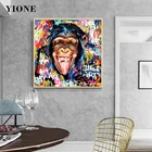 Уличные Граффити животных печать плакатов с принтом Шимпанзе обезьяна картина рисунок на стену на холсте Гостиная Украшения в спальню
