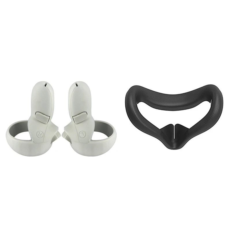 1 Set Silicone Spare Handle Shockproof Protective Case White & 1 Pcs Waterproof Anti-Dirty Face Cushion Black