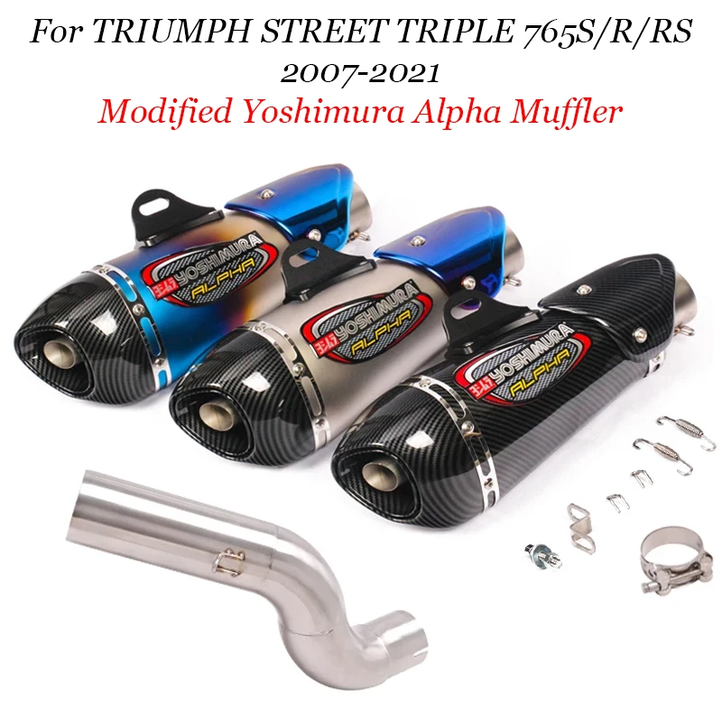 

For TRIUMPH STREET TRIPLE 765S/R/RS Motorcycle Exhaust Modified Yoshimura Alpha Muffler Middle Link Pipe Catalyst Delete Pipe