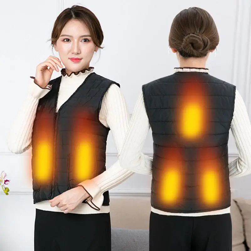 Men Women Thermal Warm Carbon Fiber Coat Outdoor Constant Temperature Electric Heating Security Intelligence Vest USB Charge