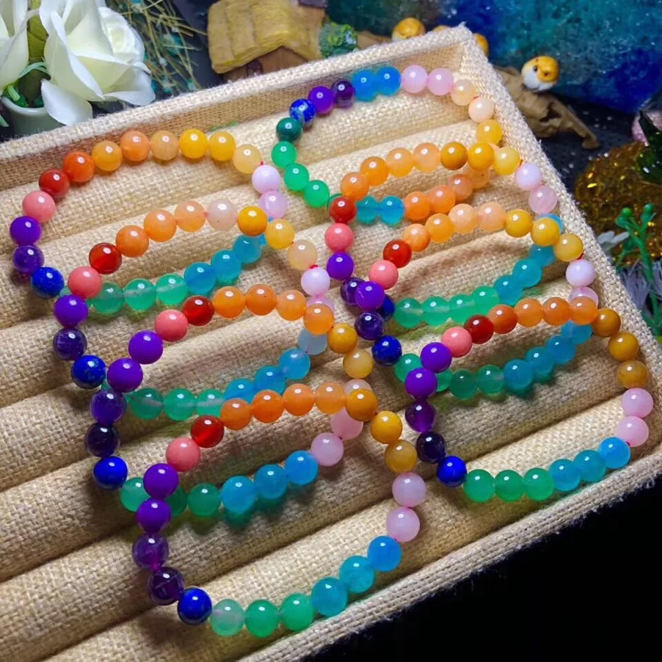 

Браслет из натурального радужного смешанного камня, 8 мм