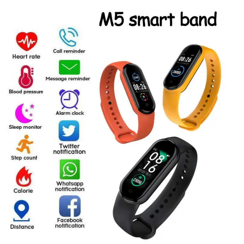 

M5 Smart Bracelet Band Heart Rate Blood Pressure Monitoring Exercise Step Counter IP67 Waterproof Smartwatch Support Ios Android
