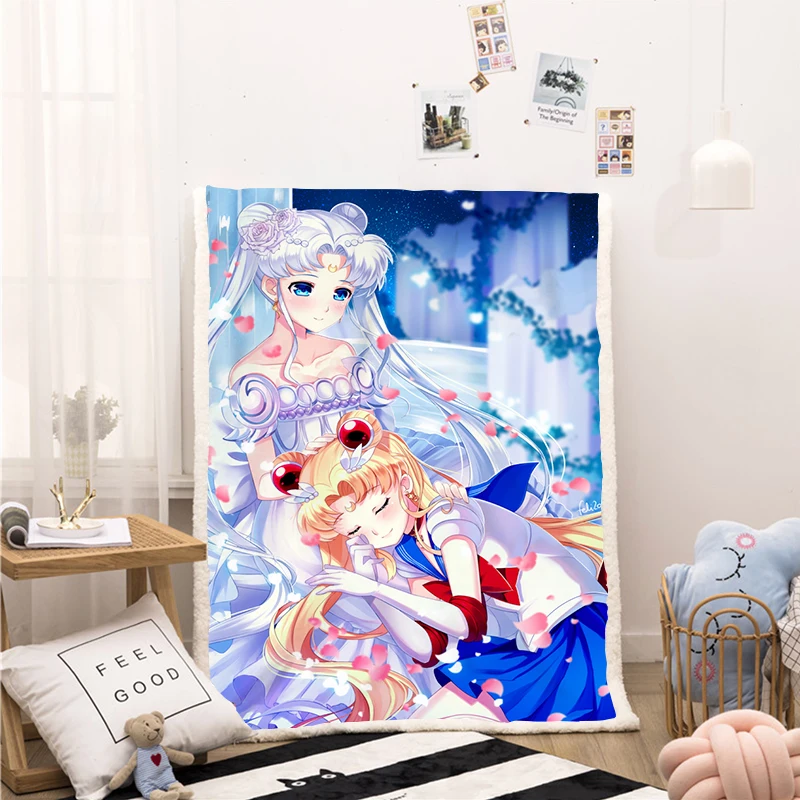 

Anime Figure Sailor Moon 3D Print Throw Blanket For Girls Cartoon Fleece Blanket For Beds Home Textiles Luxury Cute Kids Gift