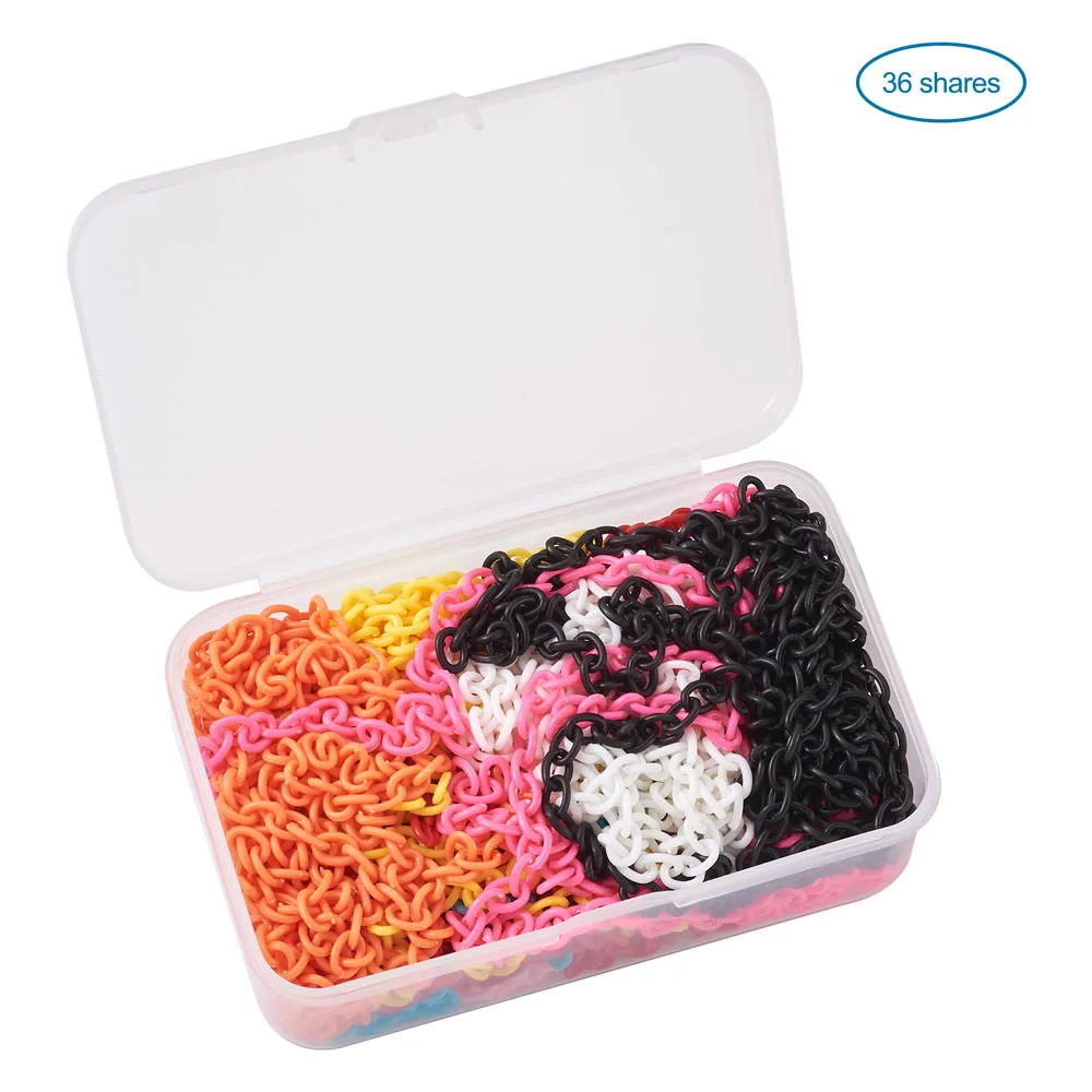 36 Strands/Box ABS Plastic Cable Chains Oval Lobster Clasps Keychains Rings Findings DIY Jewelry Necklaces Bracelets Making