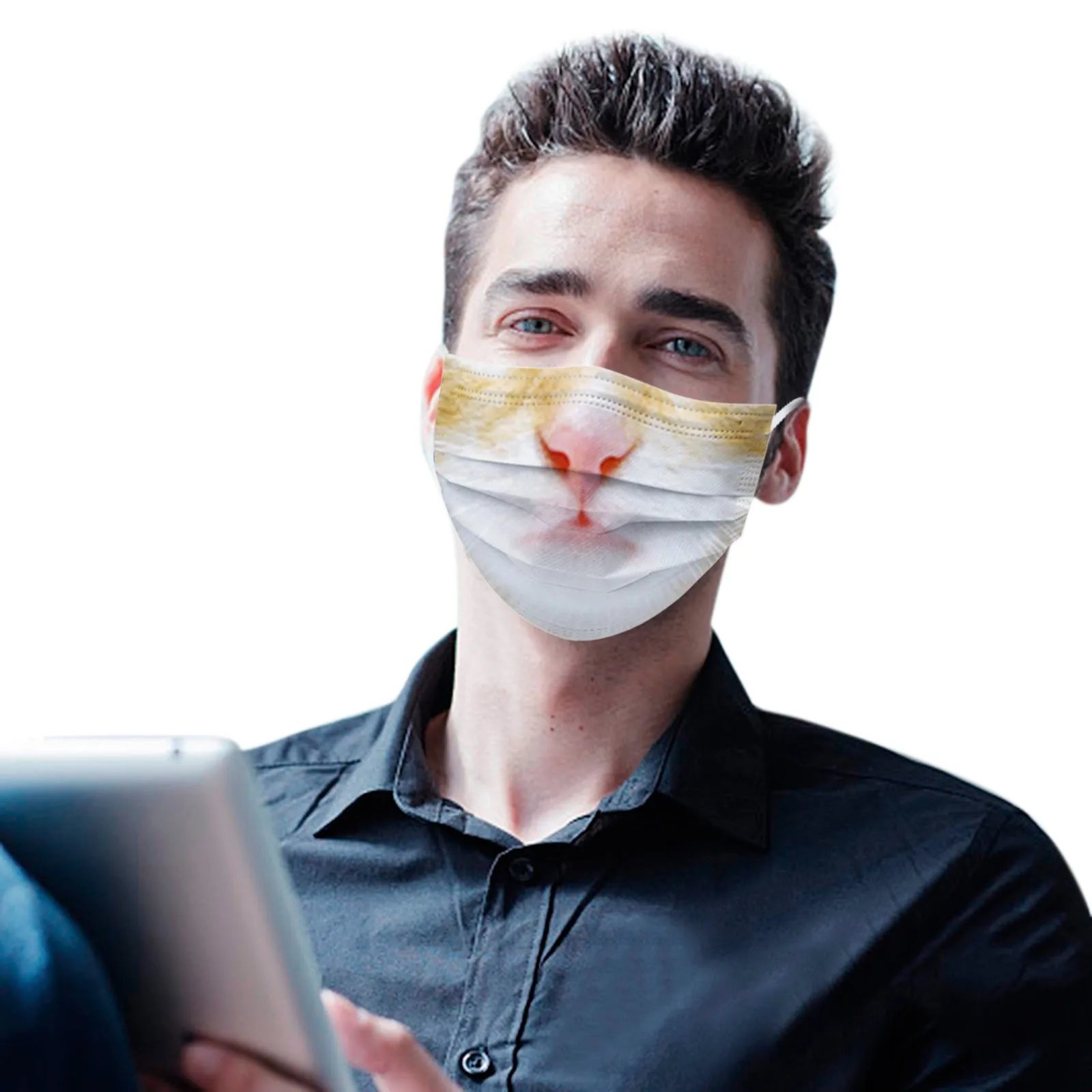 

Adult Women Big Funny Printed Face Mask Reusable Washable Breathable Smile Mouth Cover Non-Woven Universal Double Masque